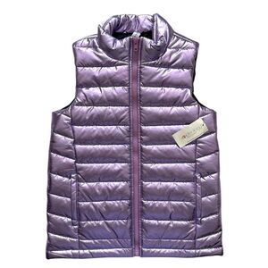 Girls Ideology Purple Metallic Puffer vest